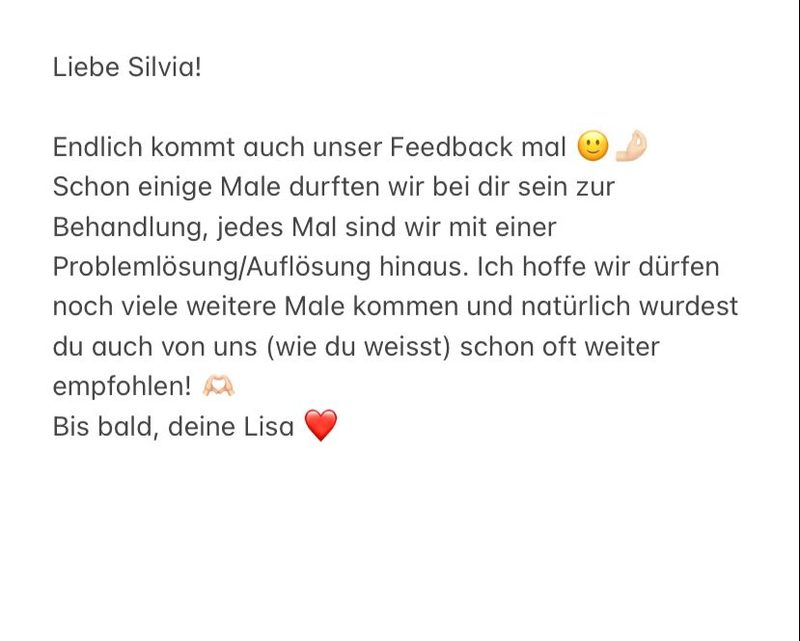 Feedback von Lisa: jedes Mal mit einer Problemlösung hinausgegangen, schon oft weiterempfohlen