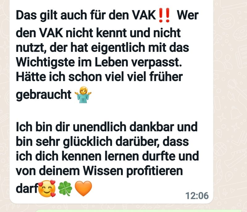 WhatsApp-Nachricht: unendlich dankbar, vom Wissen profitieren zu dürfen
